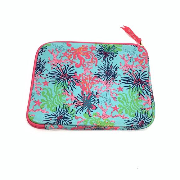 Lily Pulitzer Neoprene iPad/Netbook Sleeve Dirty Shirley Blue Coral Tablet Pouch - Picture 2 of 6